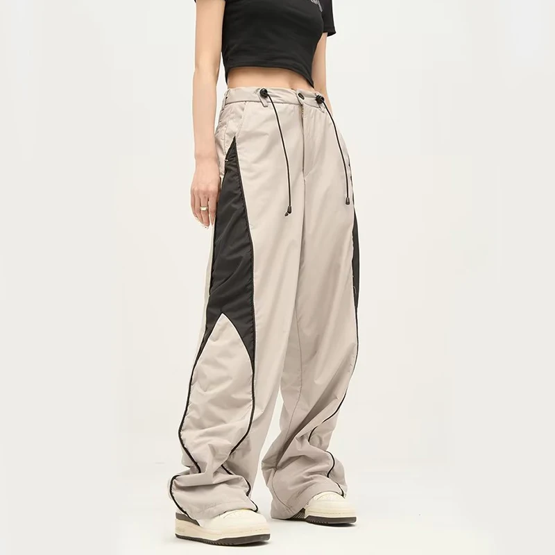 Gidyq Streetwear Fashion Sweatpants Women Patchwork Loose Hip Hop Trousers American Style All Match Female Y2K Wide Leg Pants