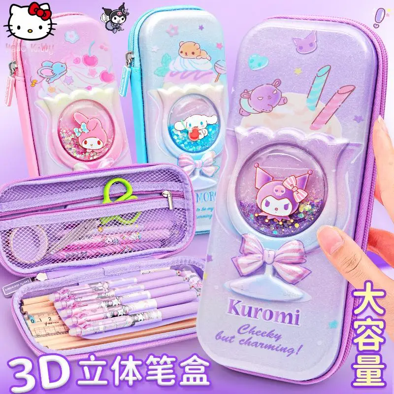 

Мультфильм Sanrio Student Kuromi 3D канцелярская коробка Melody аниме пенал детский Cinnamoroll модный пенал коробка для хранения