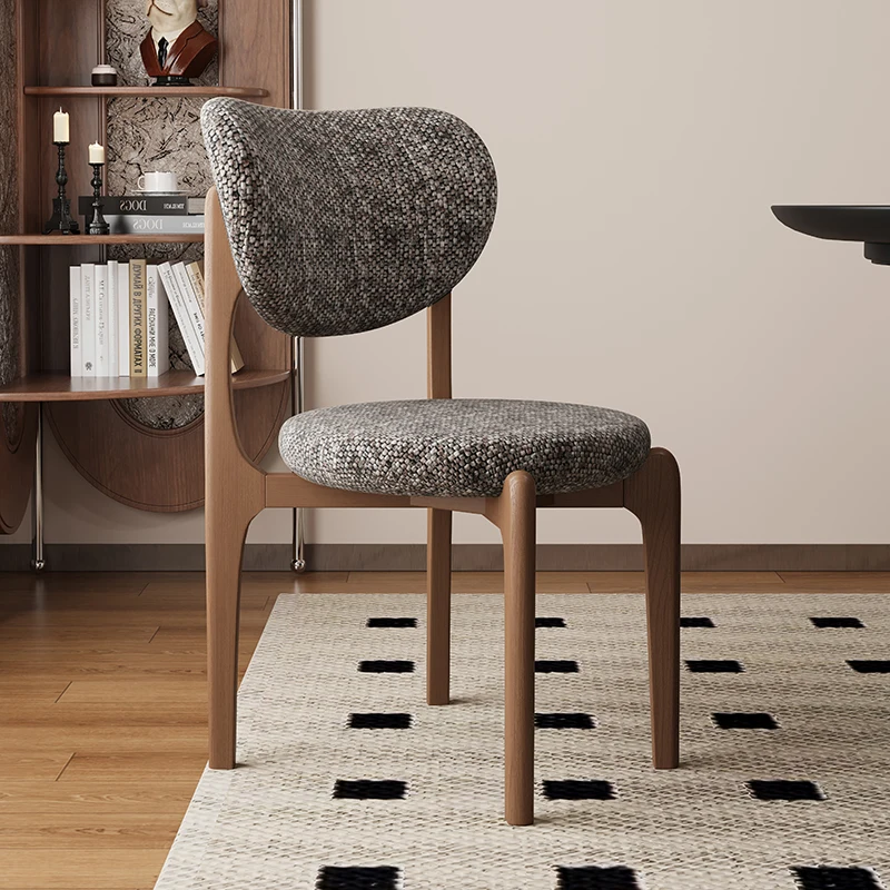 Vintage Solid Wood Armless Dining Chair Walnut Soft Padded Fabric Modern Light Luxury Customizable Home Hotel Restaurant Chair