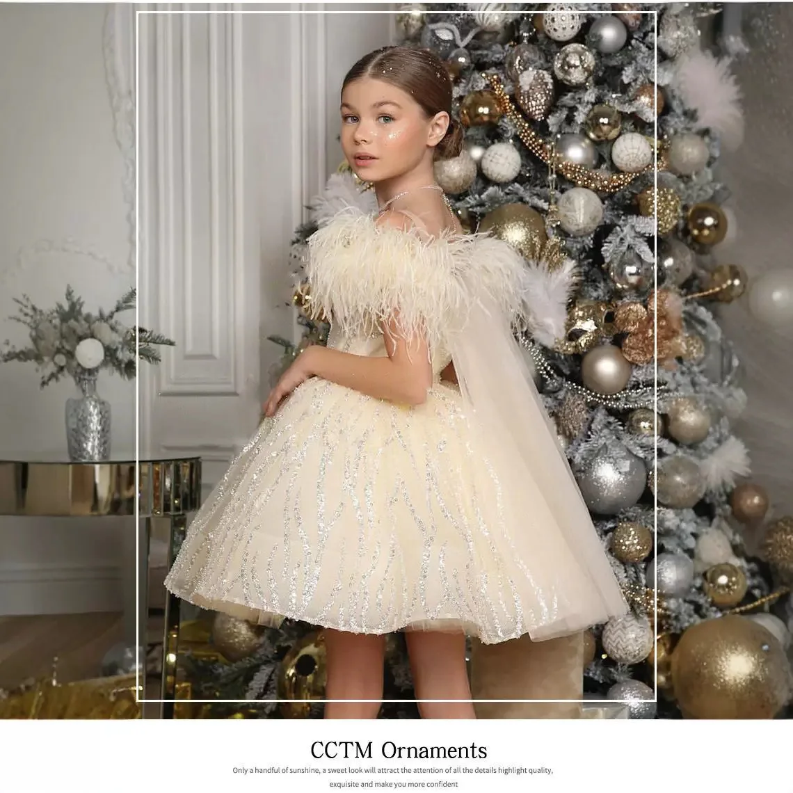 

Формальные мероприятия носят европейское и американское рождественское платье для девочек, новое детское праздничное платье цвета шампанского