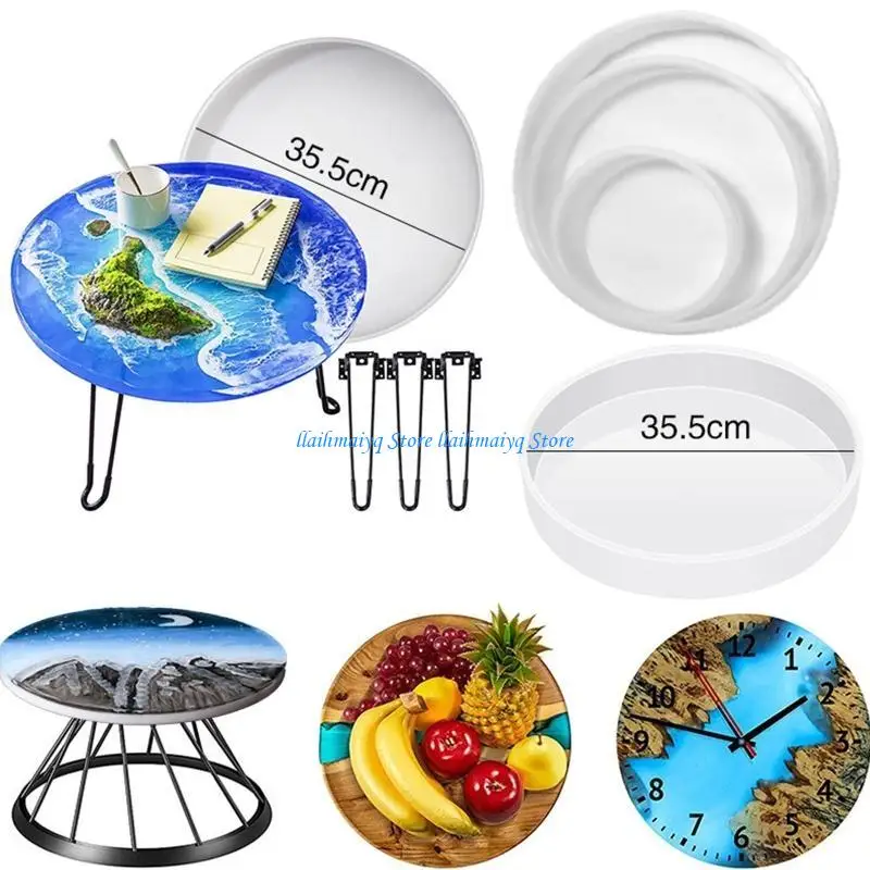 

573B 3-Size Circle Resin Molds,Round Silicone Molds,Hairpin Legs for Table,Epoxy Resin Molds for Big Tray,Clock,Resin Casting