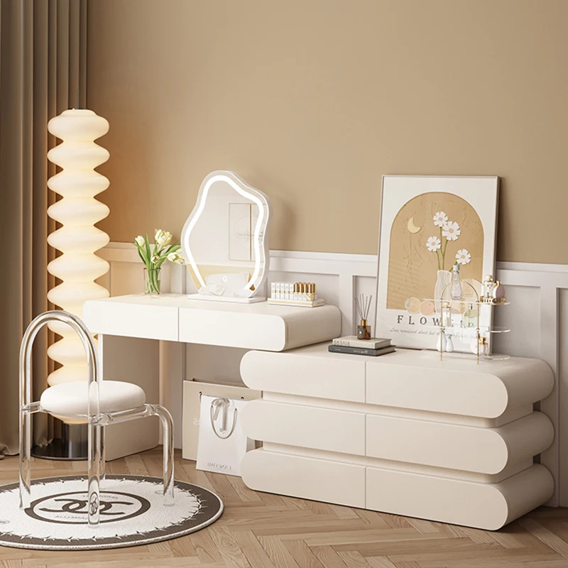 White Drawers Modern Dressing Table Organizer Mobile Makeup Vanity Chair Chest Set Mesa De Maquillaje Bedrooms Furniture