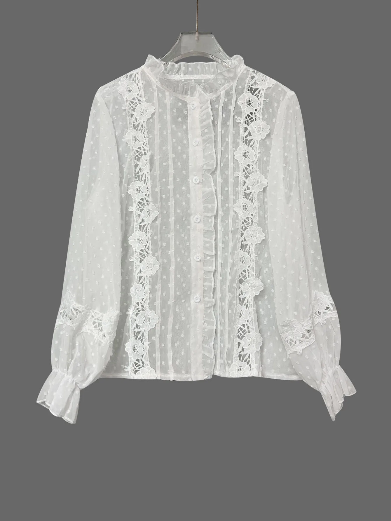 

White Floral Embroidery Lace Blouse Shirt Women Tops Boho Long Sleeve Vintage Cotton Autumn Blouses Casual Lady Blusas blusas