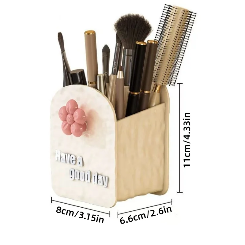 2Pcs/Wall-Mounted Makeup Brush Storage Tube, No-Drill Wall Pen Holder, Bathroom Toothbrush and Toothpaste Storage Box