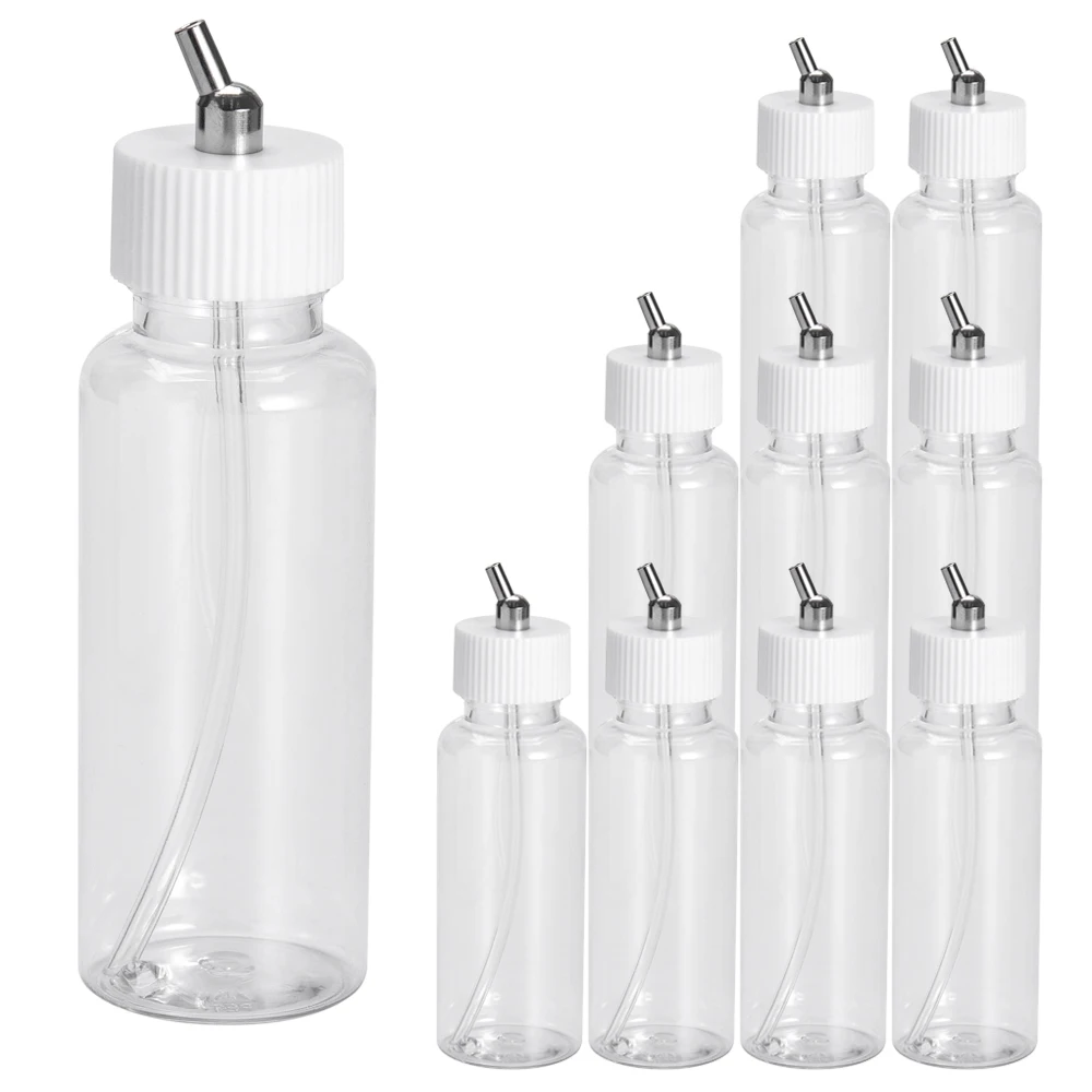 OPHIR 10x Dual Action Airbrush Bottbles Plastic 80cc Bottle Professional Air Brush Paint Cup for Model Hobby Cake Nail_AC022-10x