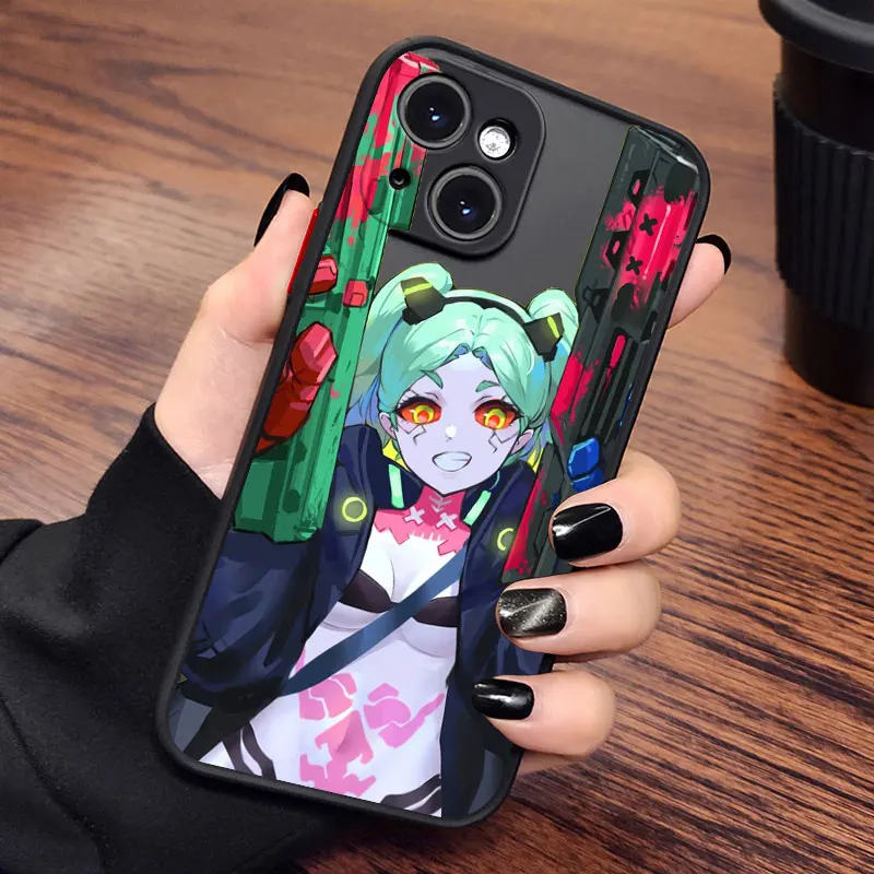 Cyberpunk Edgerunners For Apple iPhone 15 14 13 12 11 mini XS XR X 8 7 Pro Max Plus Frosted Translucent Phone Case