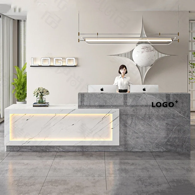 Wooden Stylish Reception Desks Beauty Salon Glamour Checkout Reception Desks Luxury Office Mostrador Commercial Furniture