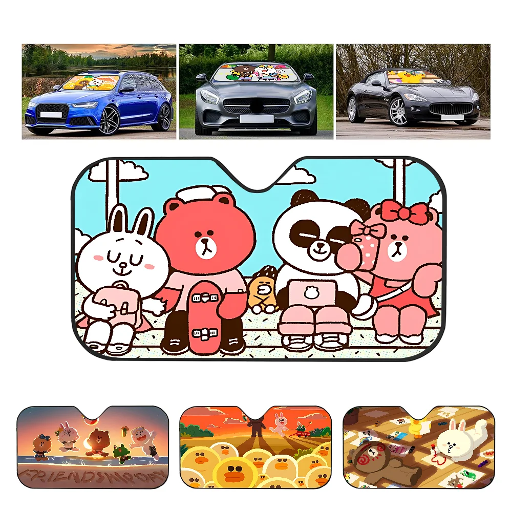 

Cute L-LINE F-FRIENDS Anmie Novelty Car Front Windshield Sunshade 70x130cm Cartoon Foils Car Window Windscreen Cover