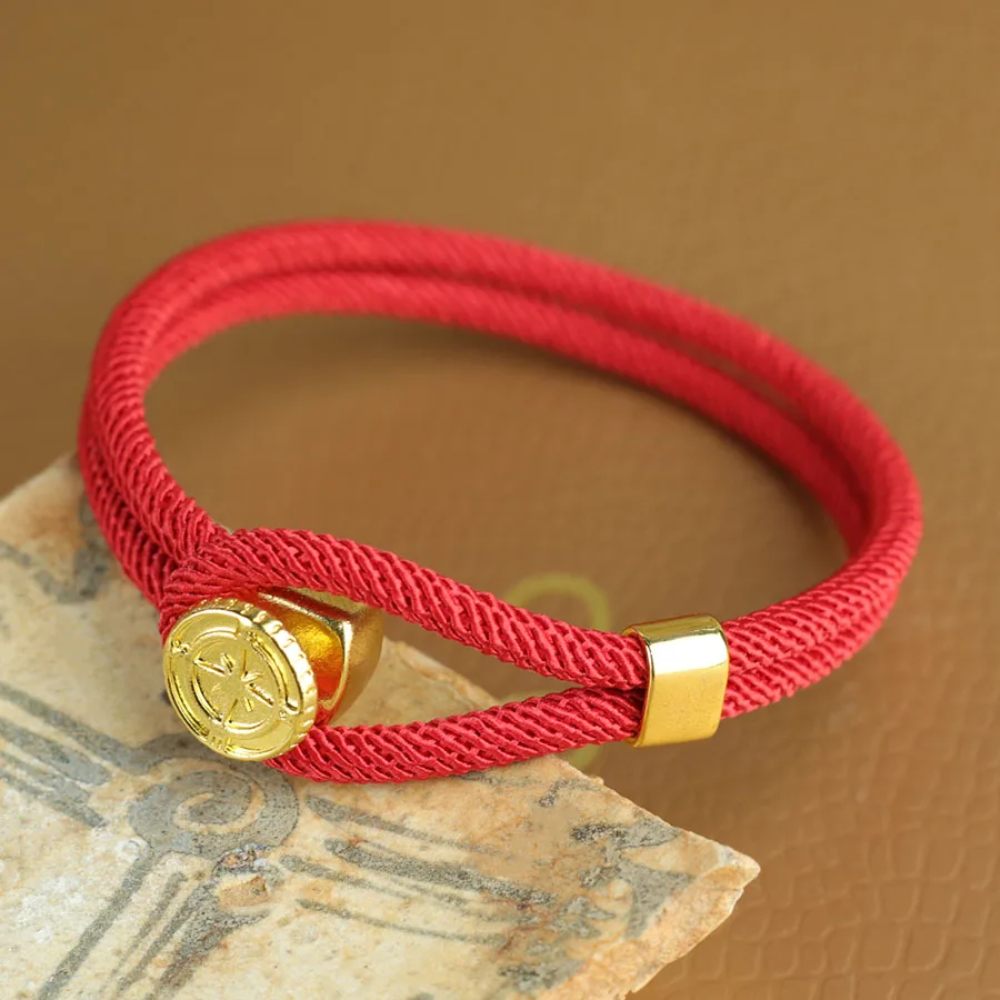 Nautical Rope Bracelet for Men Threaded Nylon Cord Compass Wrap Bangle with Gold Color Easy-Hook Surfing Sailor Jewelry Gift view 5