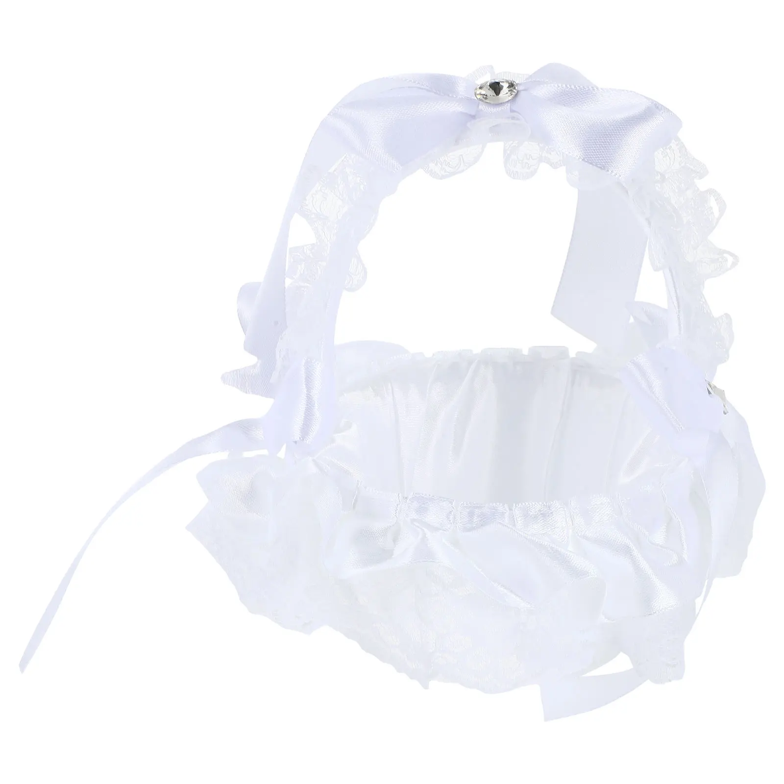 

Lace Flower Baskets White Small Wedding Basket for Flowers Candies Gifts Party Decoration Premium Cloth Elegant Storage