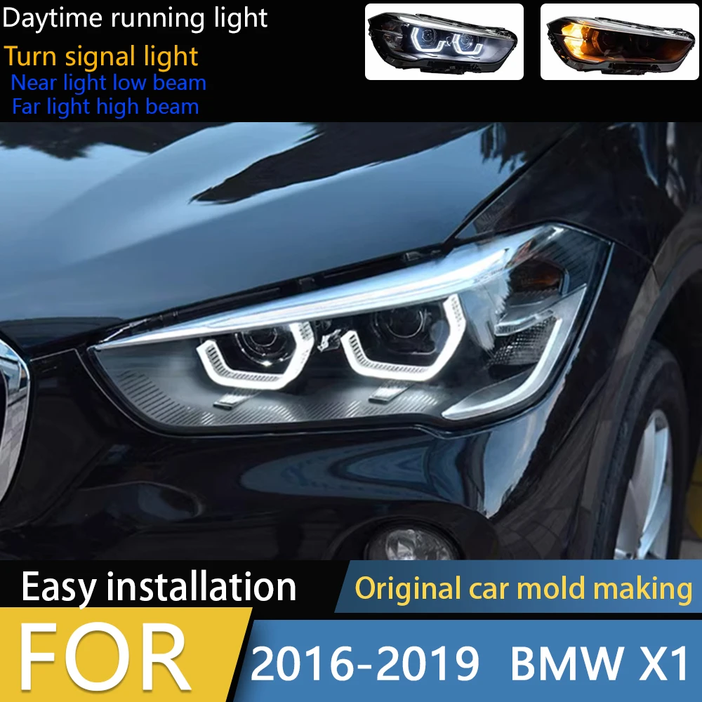

Стайлинг автомобиля, фары для BMW X1, 2016-2019, F48, светодиодные фары, линзы проектора DRL, ангельские глазки, автомобильные аксессуары