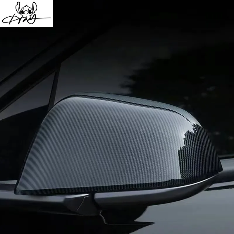 Suitable for Model 3/Y modified protective cover, carbon fiber pattern rearview mirror protective cover