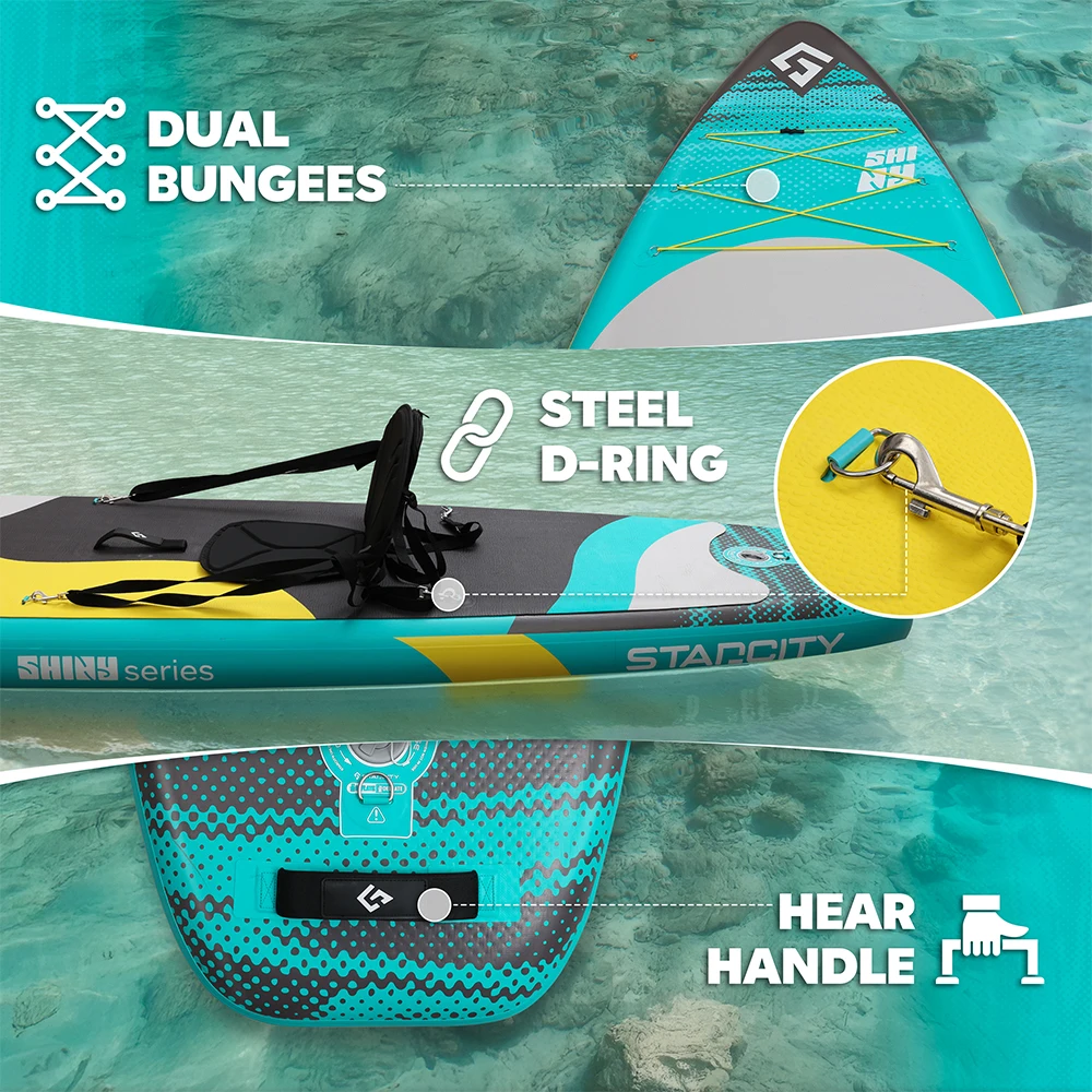 Planche à pagaie gonflable Myboat StarcityGreen 11'x33''x6'' imperméable pour adultes, avec accessoires complets