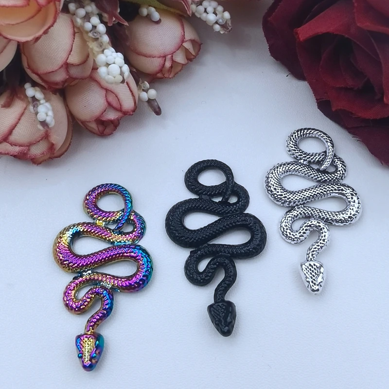 5pcs 43x25mm Rainbow Snake Charms,Cobra Charms, Animal Charms, Jewelry Making, DIY  Pendant Handmade Craft Accessories