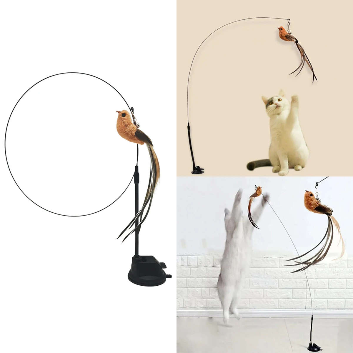 Funny Cat Teaser Interactive Toy Rod With Feather Cats Teaser Interactive Toy Rod Pet Cats Toys Stick No Harmful Ingredient