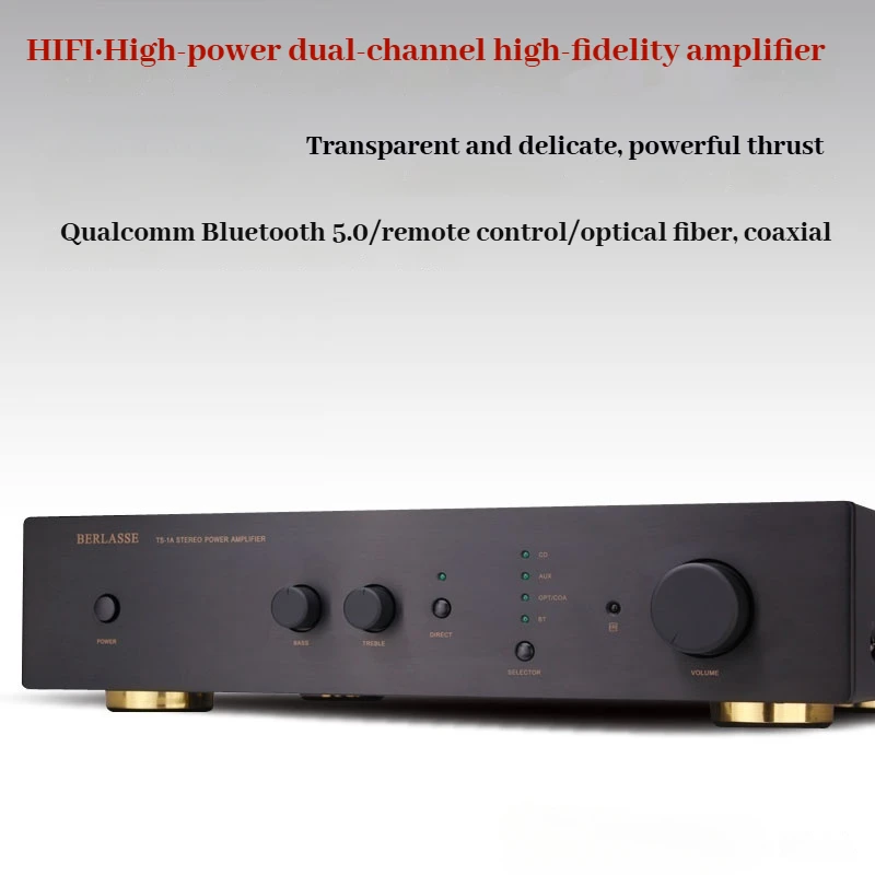 BERLASS TS-1A HIFI2.0 high power high fidelity stereo home speaker amplifier double ring cattle Bluetooth 5.0 remote control