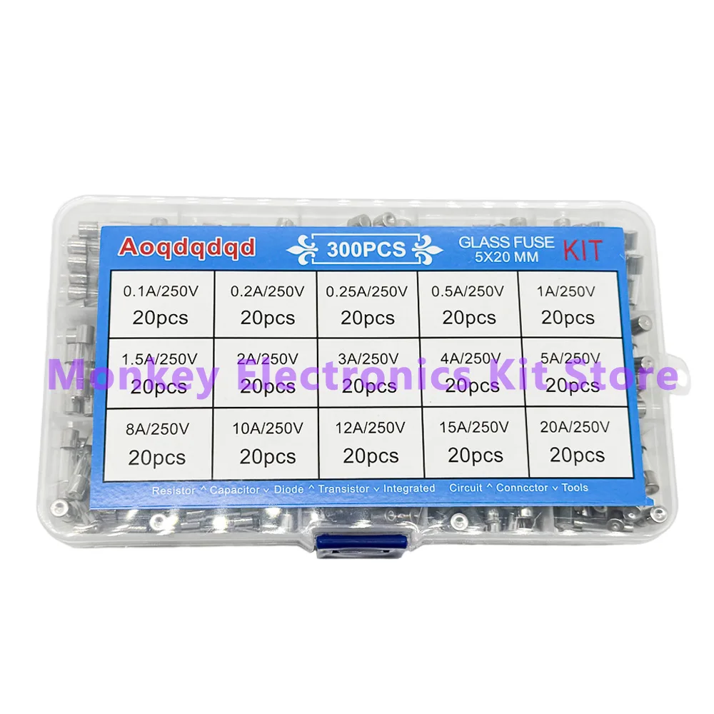 100/300/360pcs 10/15/24 Waarden Auto Fast-blow Glaszekeringen 0.2-20A 0.1-30A Diverse Kit voor Auto Licht Inflator stofzuiger Kit