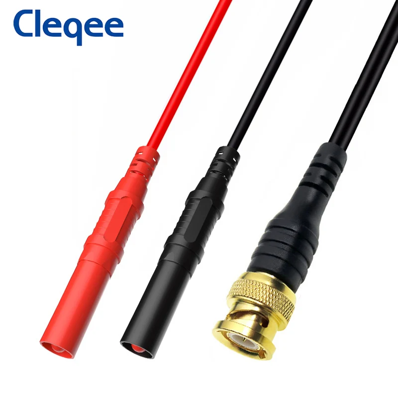 Cleqee P1065 ทองชุบทองแดงบริสุทธิ์BNCถึง 4 มม.ปลอดภัยกล้วยปลั๊กOscilloscopeทดสอบBNCสายเคเบิลชาย 120 ซม.500V 5A