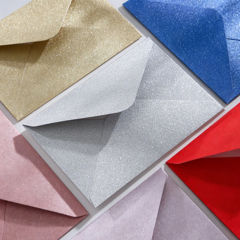 30pcs 110x160mm Flicker Envelopes for Wedding Invitation Small Business 150g Paper Texture Card Stationery Supplies Storage Bag