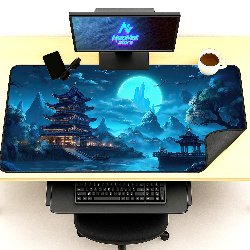 

Mouse Pad Gaming Mouse Mat Landscapes Gamer Room Decoration Extra Large Mousepad blue Japanese Style Rubber Non-slip 1200mm