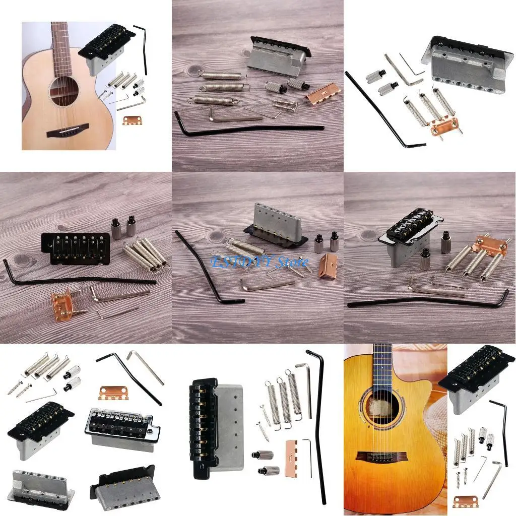 

G6DE Professional 2 Point Tremolo System Metal Texture for Electric Guitars with Roller Saddles and Installation Hardware