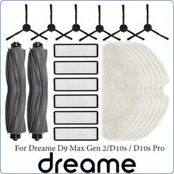 Compatible for Dreame D9 Max Gen 2 / D10s / D10s Pro Main Side Brush HEPA Filter Mop Pads Spare Parts Accessories