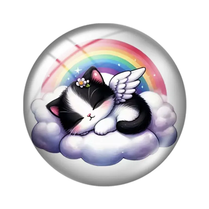 Cute Rainbow Sleep Animal  12/18/20/25mm glass cabochon  bracelet pendant rings for jewelry demo earrings back Making findings