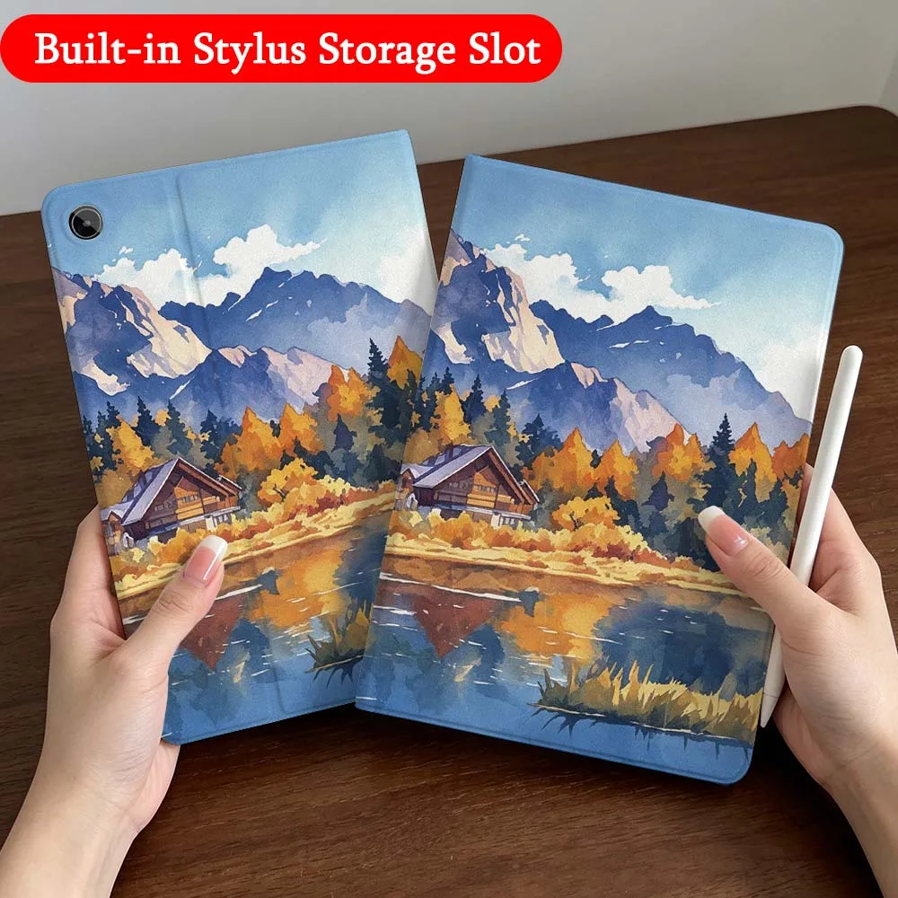 

Luxury Cloud Mountain For Samsung Galaxy Tab A7 A8 A9 A11 S6 S7 S8 S9 S10 S11 FE Plus Folding Automatic Sleep/Make Tablet Case