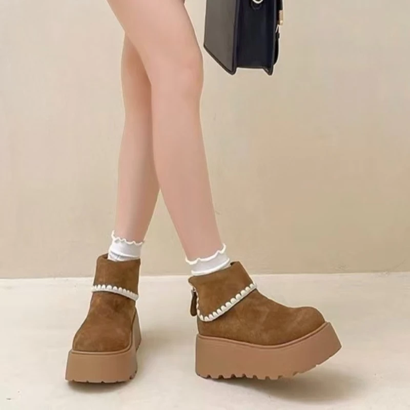 أحذية نسائية بكعب منصة على الطراز البريطاني ونعل سميك لزيادة الارتفاع أحذية تشيلسي غير رسمية لملابس الخريف والشتاء غير الرسمية #2