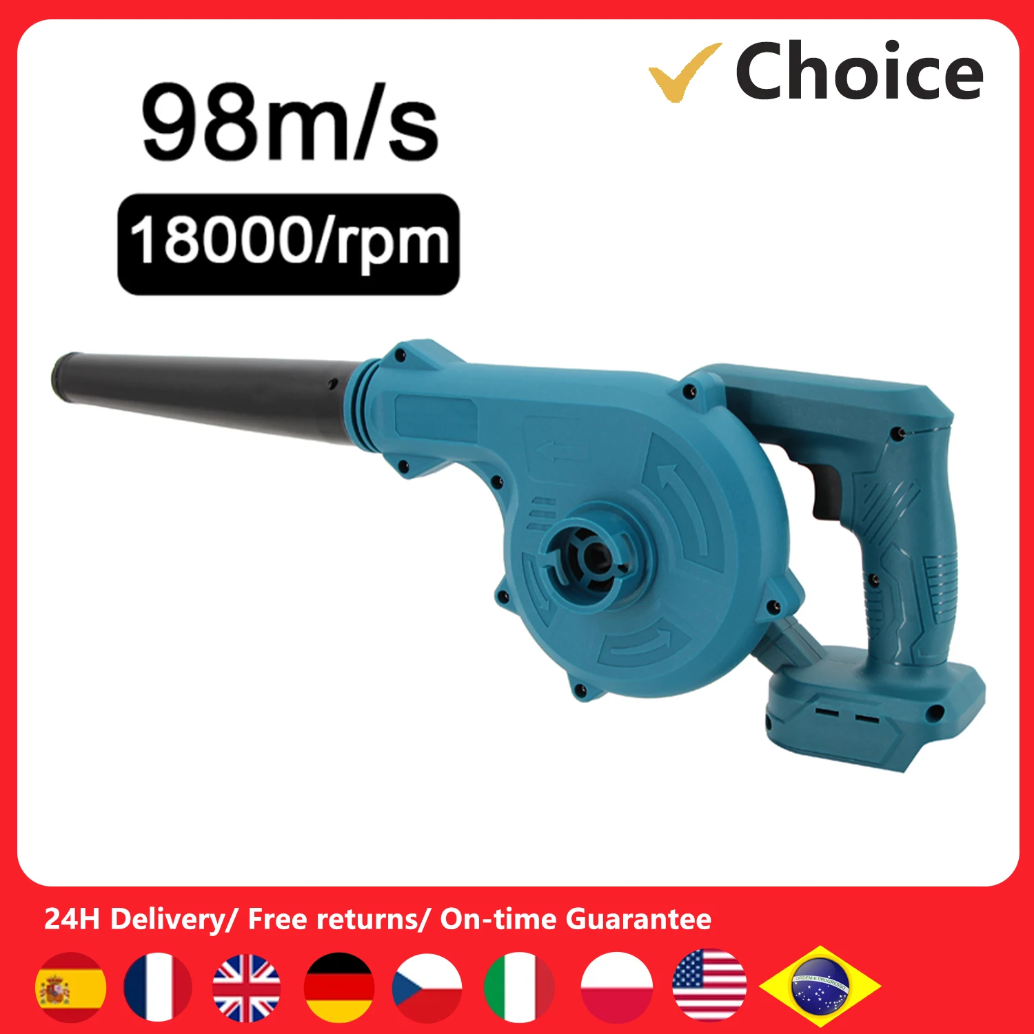 Electric Air Blower Compatible with Makita Battery Strong Wind Leafs Steplss Speed Change Dust Home Snow Cleaner Power Tool