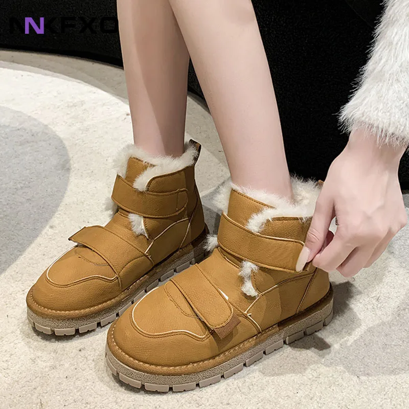 

Snow Boots Women Suede Furry Solid Color Round Toe Flat With 2023 Winter Shoes Handmade bc7297