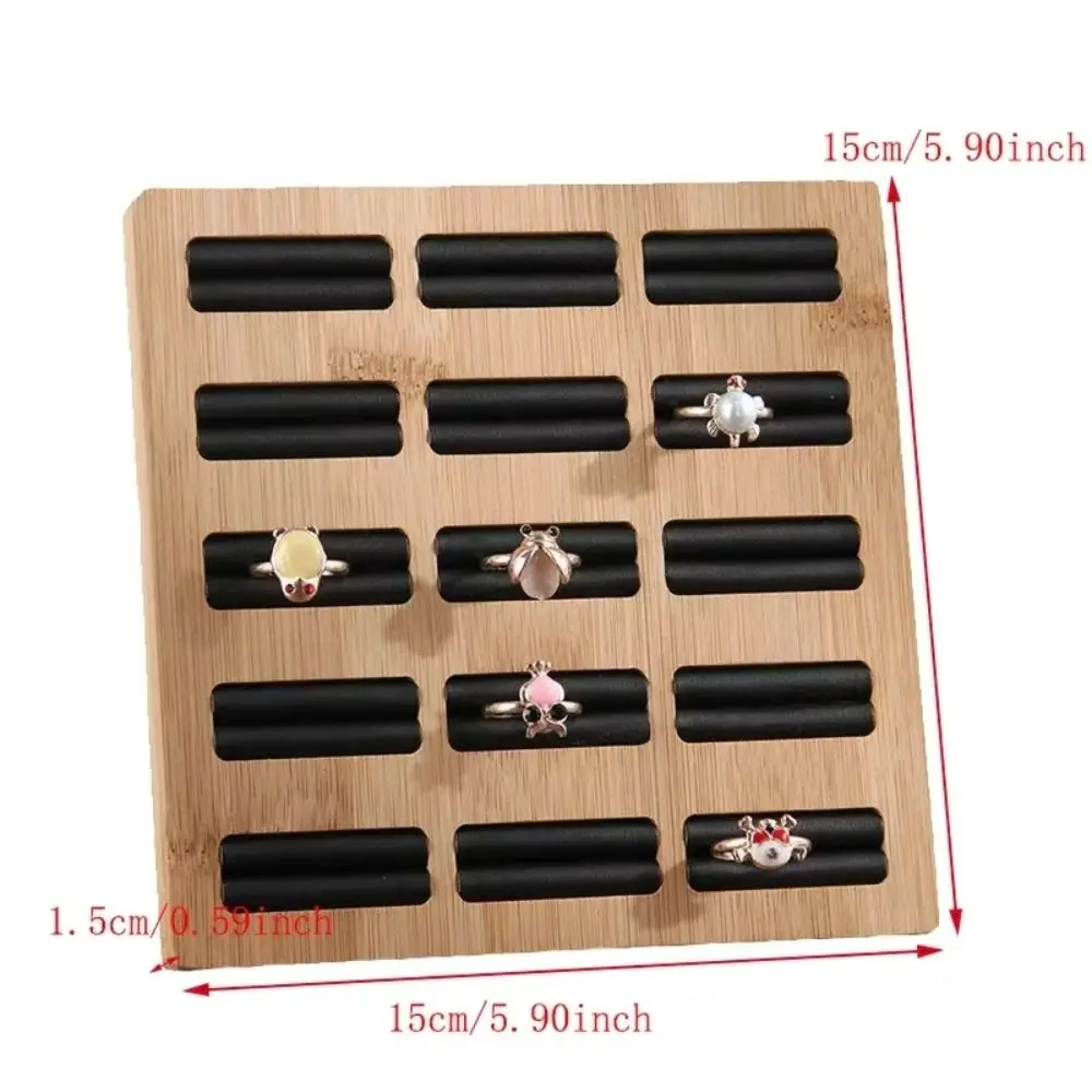 15 Grids Ring Storage Tray Exquisite Design Wooden Jewelry Display Rack Velvet Lining Display Plate Jewelry Earrings Organizer