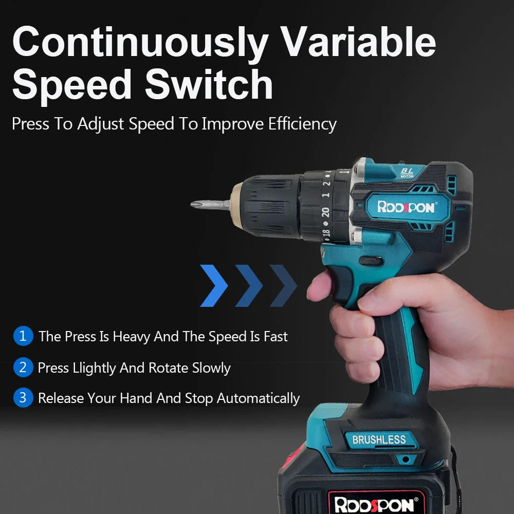 3 In 1 Brushless Electric Hammer Drill Electric Screwdriver 10mm 20+2 Torque Cordless Impact Drill for Makita Battery