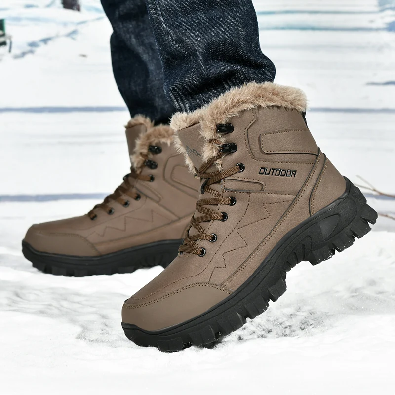 

New warm velvet thickened winter non-slip and wear-resistant men's boots daily leisure outdoor snow boots
