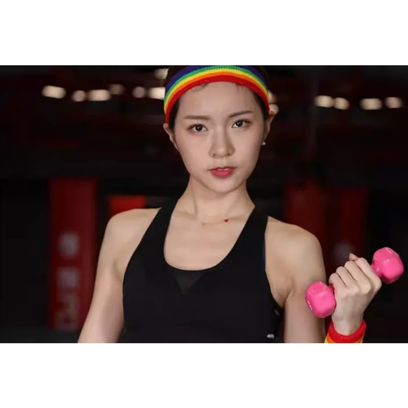 

Rainbow Sweat Absorbent Headband for Sports Running Fitness Cotton Towel Hair Band Men and Women Sports Safety