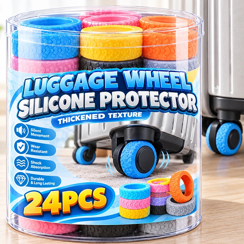 Colorful Travel Luggage Wheels Cover Silicone Wheel Caster Shoe Travel Luggage Wheel Protector Reduce Noise Roller Guard Sleeves
