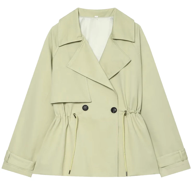HXAO Oversized Lace-Up Outerwear Women's Jacket Autumn 2026 Casual Double Breasted Long Sleeve Windbreaker Fashion Outdoor Coat