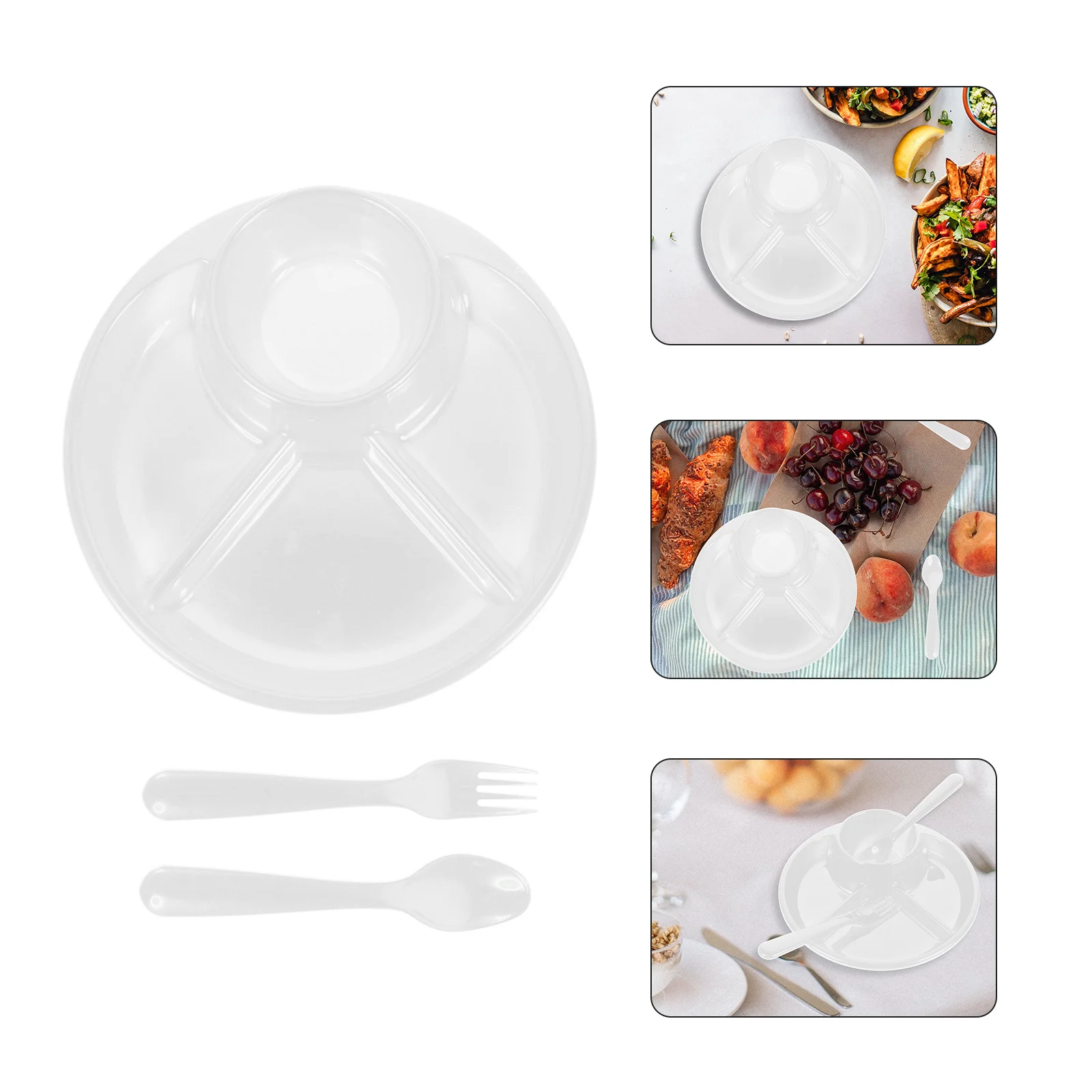 

Plastic Divided Plates Compartment Toddler Food Plate Reusable Kids Bowl Dishwasher Safe Easy Clean Baby Container Nutritious