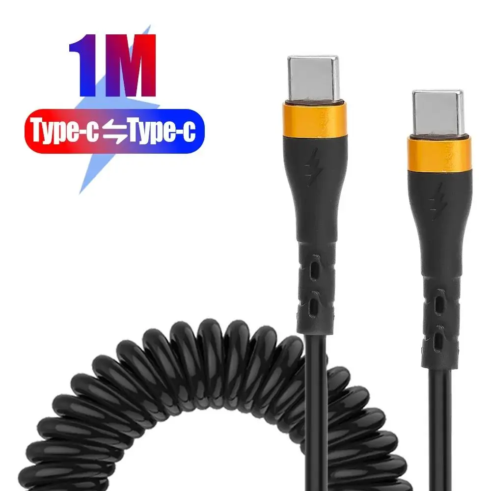 PD 120W Typ-C-auf-Typ-C-Kabel 5A Schnellladekabel USB-C Spiralkabel für iPhone 15 Serie Xiaomi 12 Samsung S23 Macbook