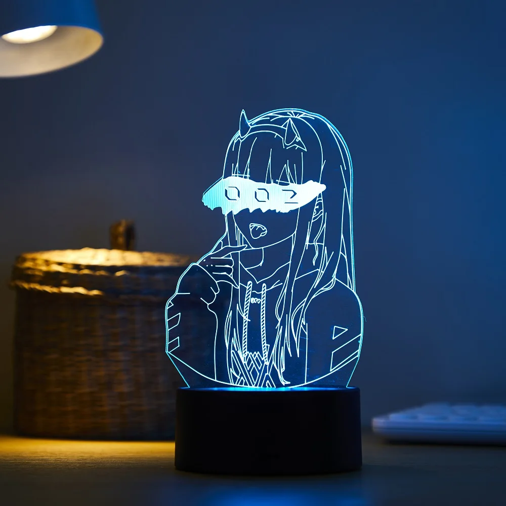 7 Colour 3D Anime Figure Night Light Child Girls Manga Gift Night Light Lamp Darling In The Franxx Acrylic Light Board