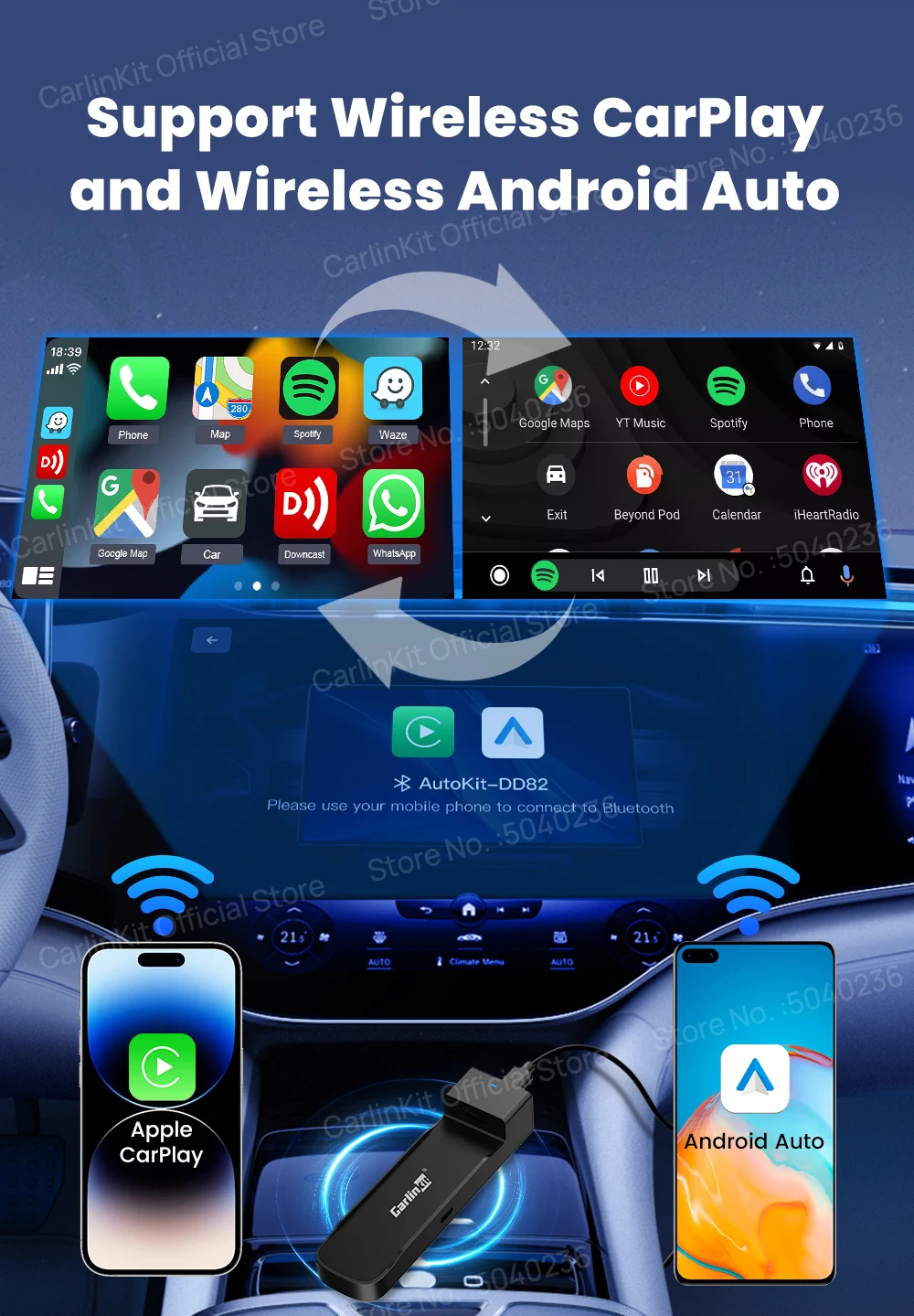 CarlinKit FireDrive Link Pro 3-in-1-Wireless-Adapter Wireless Android Auto CarPlay HDMI für Fire TV Stick Lite/Max/HD Play Video – Detail 7