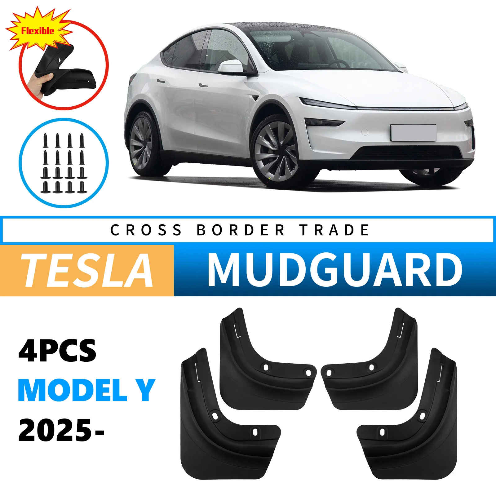 

Car Mud Flaps Reduce Mud Water Splashin Suitable for Tesla Model Y 2025 Refresh Edition Modely TPE Soft Mudguard Skin