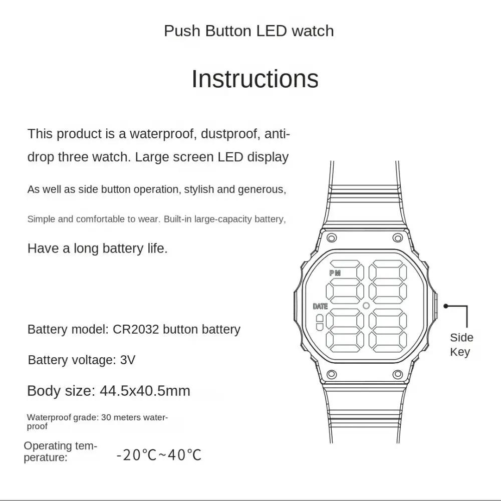 子供用LED防水スポーツウォッチ、発光腕時計、電子学生時計、キッズファッション、2024