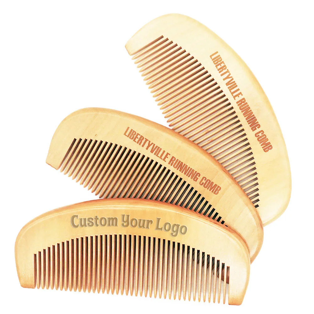 

3 Pieces Gift Wooden Comb Customized LOGO Beard Comb for Men - Personalized Your Name Text Date - Natural Hair Comb for Women