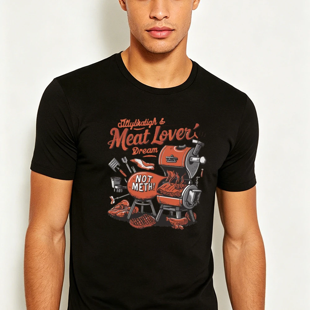 Retro Letter Meat Lover Dream BBQ Grill Tool Graphic Men Summer T Shirt Carnivore Funny Backyard Cook Casual Short Sleeve Top