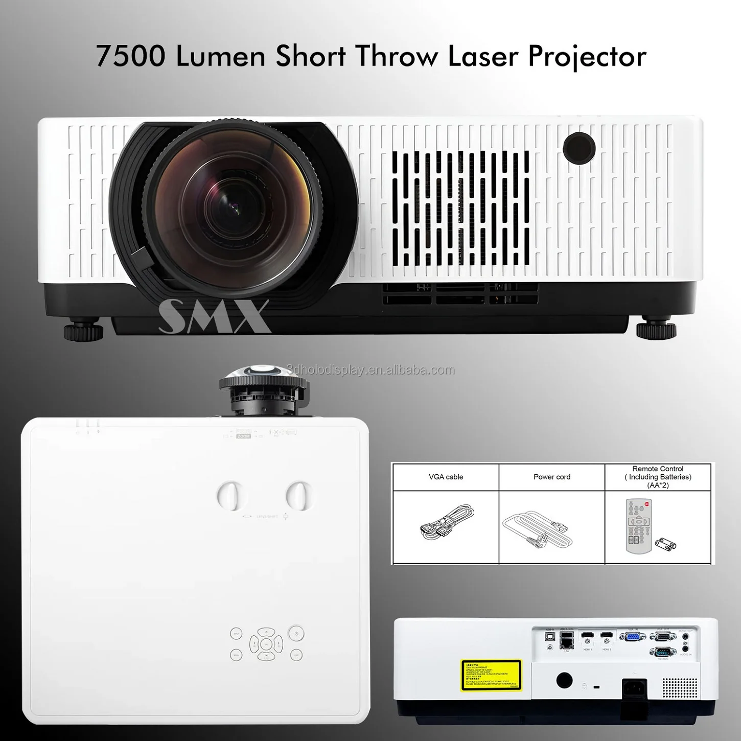 7500 ANSI Lumens WUXGA 4K Laser Projector Built-in Speakers Short Throw Portable for 3D Immersive Exhibition Digital Signage