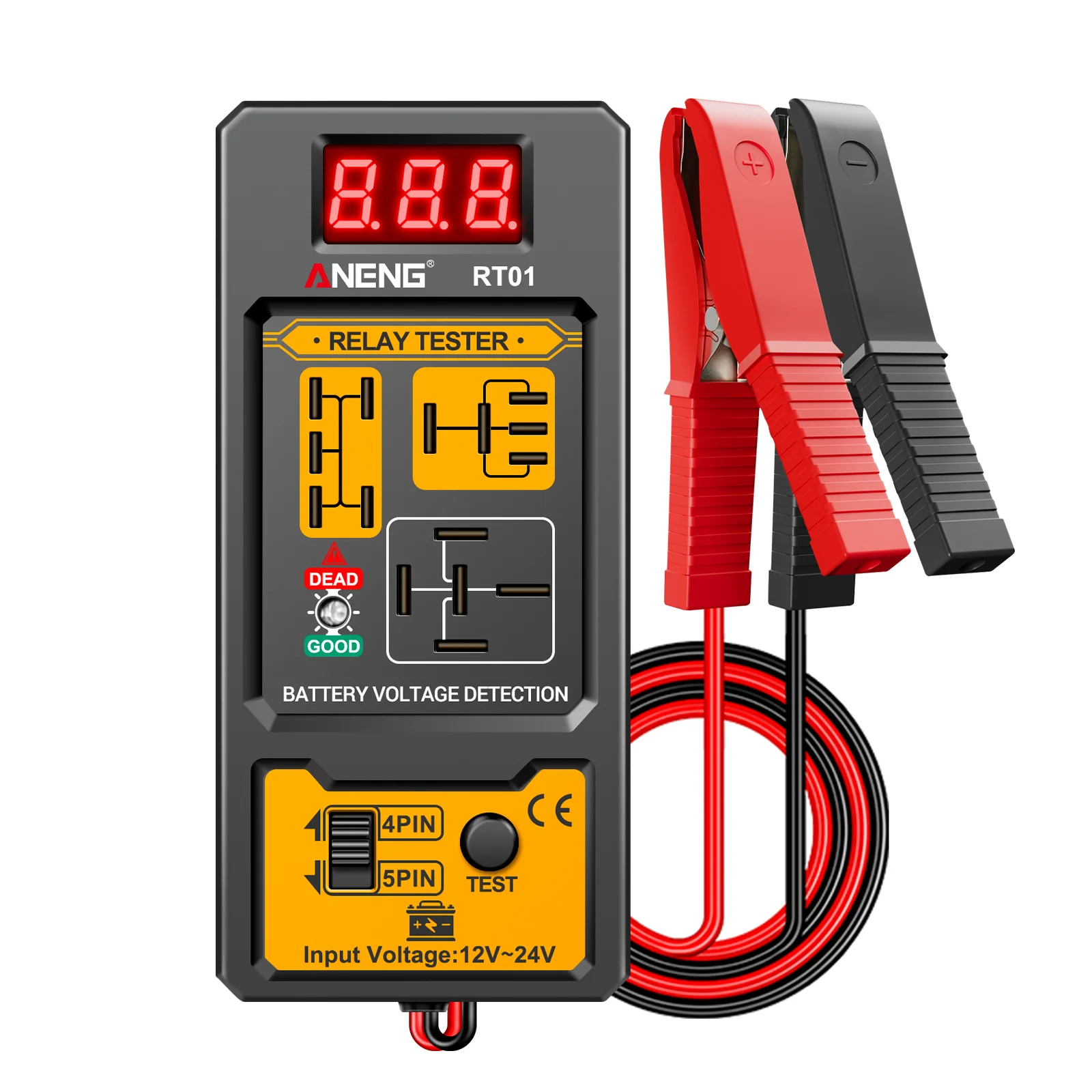 ANENG RT01 Relay Analyzer Auto Relay Tester Car RelayTester Voltage Tester 12-24V Test Battery Checker 4/5 Pin Relay Repair Tool