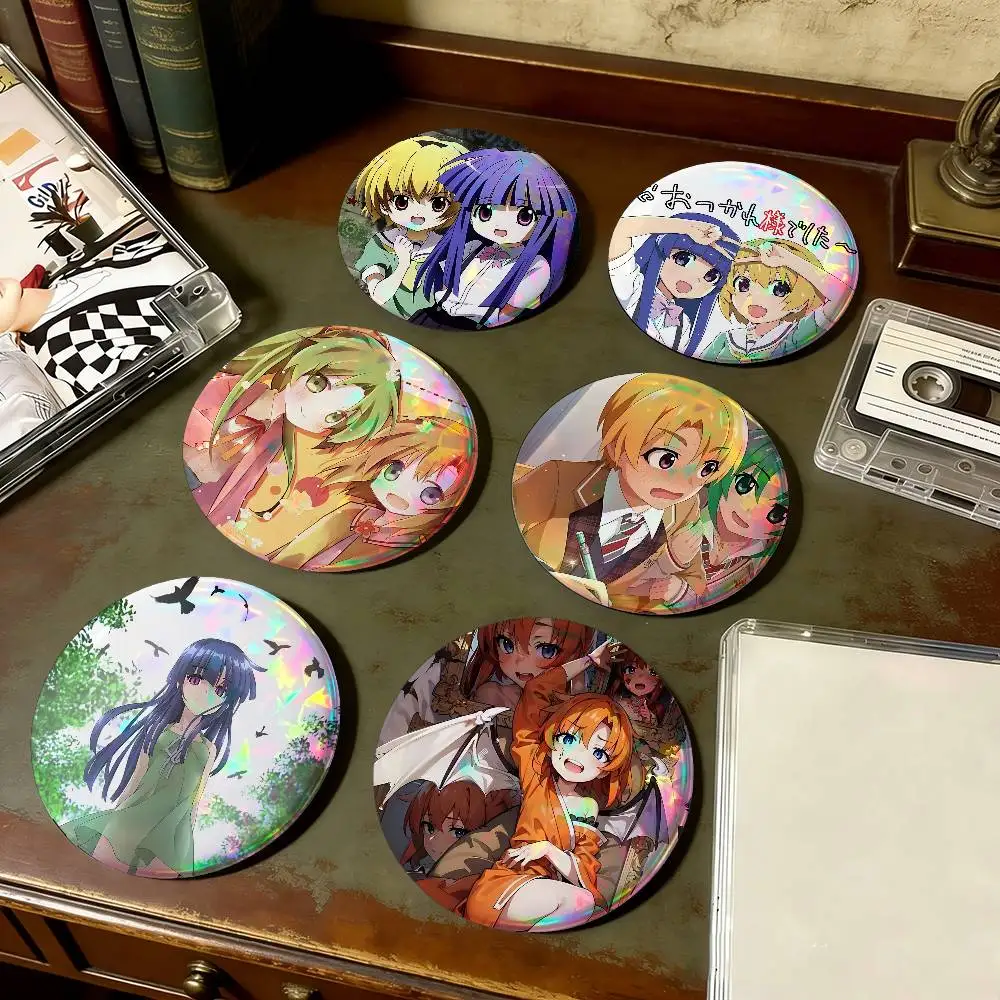 Anime Higurashi When They Cry For Badge Fashion Laser Holographic Effect Badge Custom Metal Lapel Pin Brooch For Backpack Decor