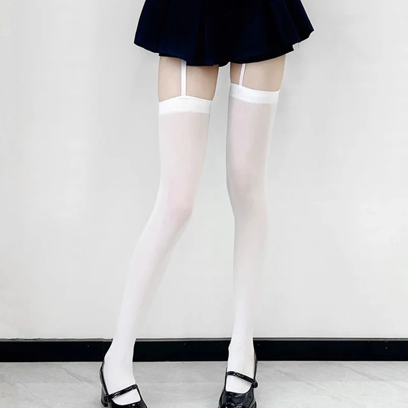 Samt JK Strumpfhosen Sexy Lange Socken Pure Desire Weiße Seide Subkultur Sommer Dünnen Riemen Einteilige Kniestrümpfe