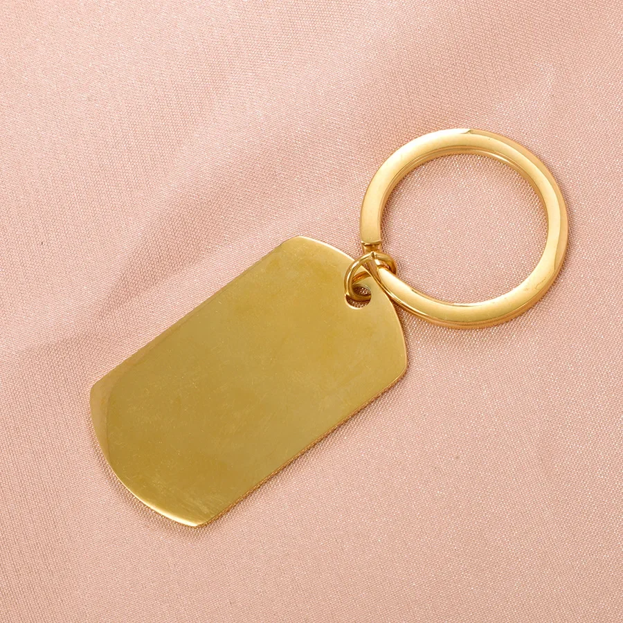10pcs Strip Bar Keychain Stainless Steel Blank For Engraving Stamping Blank Rectangle Metal Keychains Key Ring